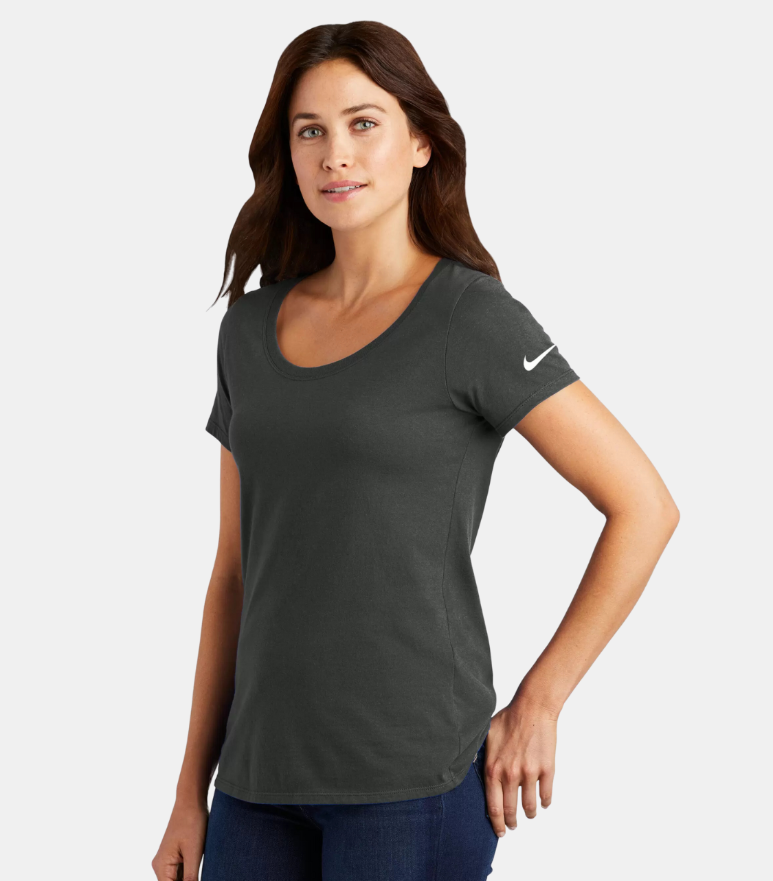 Dri-FIT COTTON/POLY SCOOP NECK LADIES' TEE, NKBQ5234